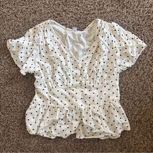 Old Navy Black and White Polka Dot Peplum Blouse